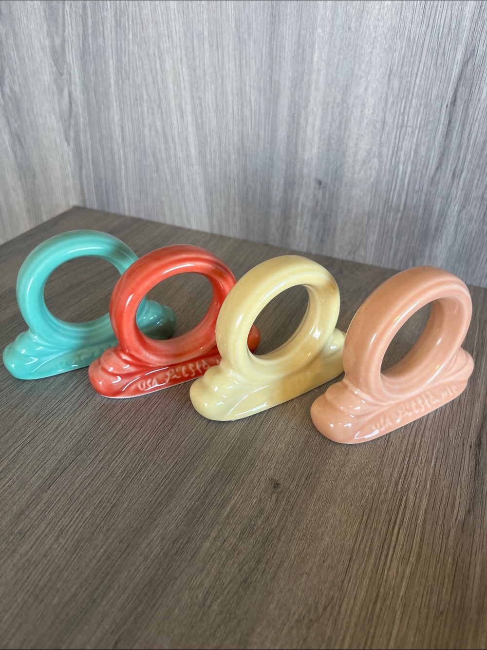 Vintage Fiestaware Ceramic Napkin Holders -Sea Mist, Persimmon, Yellow, Apricot